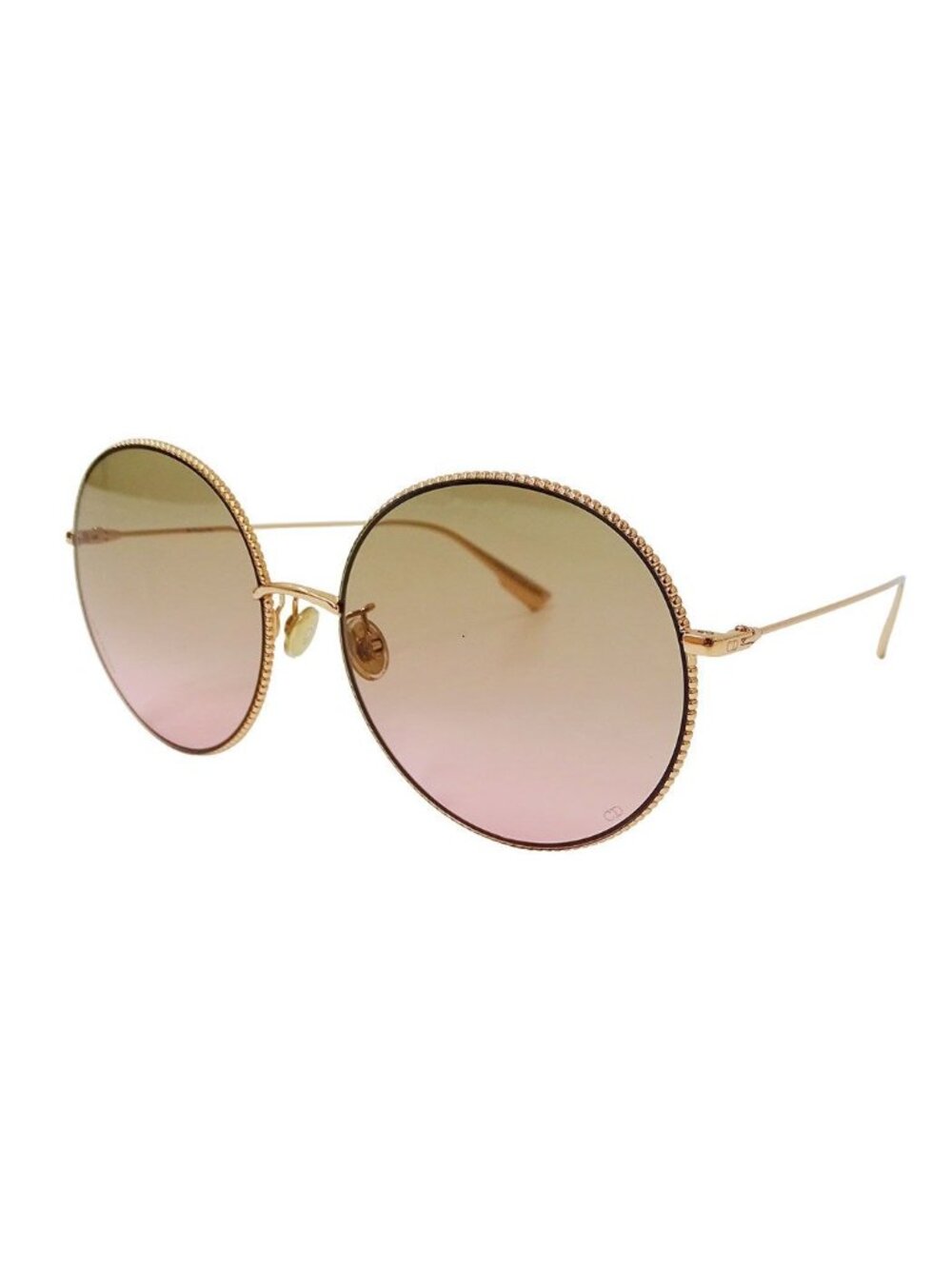 Dior Sunglasses Metal Society Pink Gold Round Shape Gradient Lens UV Cut Eyewear